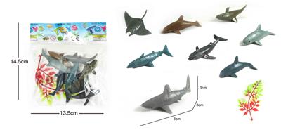 8款海洋+1树叶    实心软胶动物套装 - OBL838755