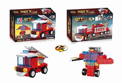 CITY FIRE BUILDING BLOCKS BACK FORCE LIFE-SAVING LADDER FIRE ENGINE. - OBL839647