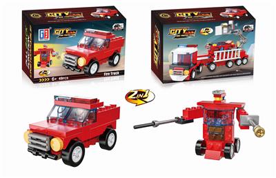 CITY FIRE BUILDING BLOCKS BACK TO FIRE PICKUP TRUCKS. - OBL839649