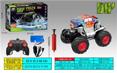 DIY福特皮卡涂鸦、2.4G遥控、四驱、水陆两栖、充气轮皮 - OBL840052