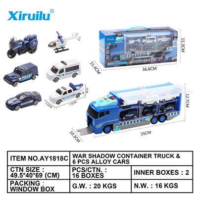 War shadow container truck with 6 police alloy cars - OBL843292