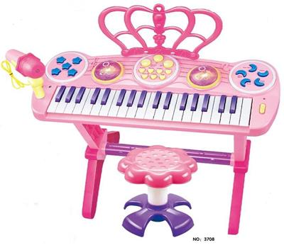 37 KEY ELECTRONIC ORGAN WITH FOOT, CHAIR AND MICROPHONE - OBL845922