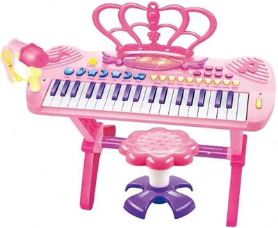 37 KEY ELECTRONIC ORGAN WITH FOOT, CHAIR AND MICROPHONE - OBL845923