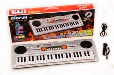 THE 49-KEY ELECTRONIC PIANO HAS A MICROPHONE AND USB POWER CORD. - OBL846015