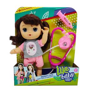 9 INCH DOUBLE GEL BODY WITH IC MUSIC 14 SOUND SIMULATION FAT CHILD DOLL OVER THE FAMILY DOCTOR STETHOSCOPE SYRINGE TOYS. - OBL846316