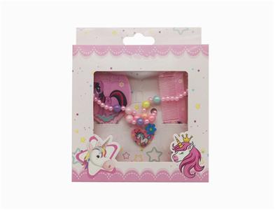 饰品套装（项链+手链+镜梳）独角兽 - OBL847208