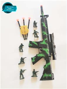 SOFT BULLET GUN CAMOUFLAGE M14 WITH 6 SMALL MILITARY POLICE SUITS - OBL848845