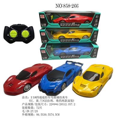 1:18四通遥控车乌玻璃仿真车(红．黄.兰)(法拉利．毒药两款混装) - OBL848995