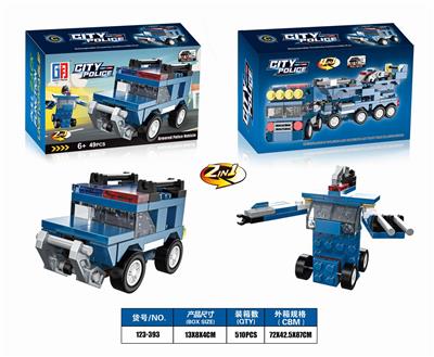益智城市警察积木回力装甲警车（49PCS)可四款混装 - OBL849240