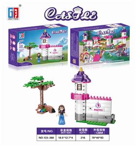 益智女孩城堡积木公主城堡配树木公主人仔（122PCS）（可6款混装） - OBL849247