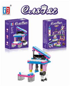 益智女孩城堡积木公主钢琴配小绵羊（117PCS）（可4款混装） - OBL849255