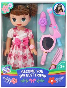 14 INCH EMPTY BODY STRAIGHT FOOT FAT BABY WITH HAIRPIN, CURLING COMB, MUSIC IC - OBL850473