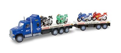 惯性拖头车2节平板（载4只摩托） - OBL855151