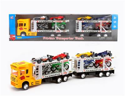 惯性双层拖头车2节(载4只摩托4只F1) - OBL855221