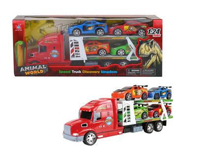 惯性运输车动物标（载4只赛车） - OBL855294