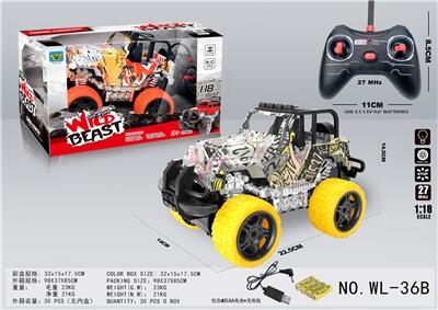 1：18牧马人涂鸦骨架四通灯光遥控车 - OBL858069