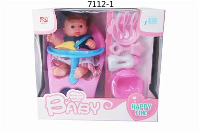 12 SOUND POWER PACK BABY ACCESSORIES AND EATING TABLE AND 27CM ENAMEL DOLL - OBL858531