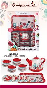 过家家马口铁大红古典花茶具 - OBL859903
