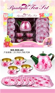过家家马口铁粉底花茶具 - OBL859922