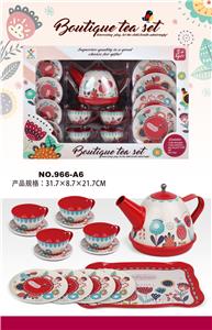 过家家马口铁大红古典花茶具 - OBL859925