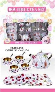 过家家马口铁白底花带汤勺茶具 - OBL859930