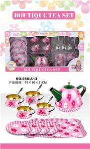 过家家马口铁粉底花带汤勺茶具 - OBL859931