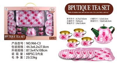 过家家马口铁粉底花茶具 - OBL859951