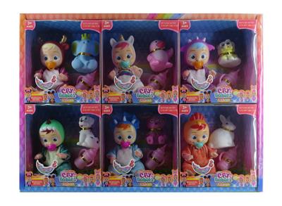 6 12\ BABY CRYING DOLLS WITH MUSIC, WATER, TEARS, ANIMALS AND ACCESSORIES - OBL860093