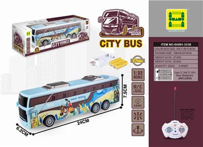 1:32四通遥控灯光夏日单车主题巴士车 - OBL861627