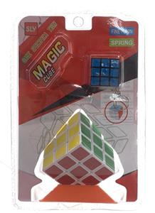 RIGHT ANGLE THREE-STEP RUBIKS CUBE WITH KEY CHAIN AND SMALL RUBIKS CUBE WITH TRIPOD - OBL863786