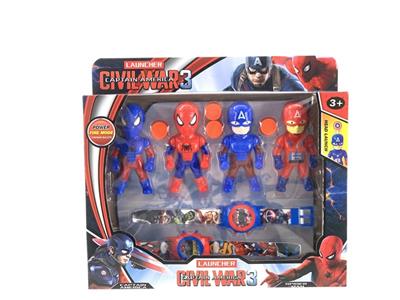 AMERICAN CAPTAIN DOLL AND SPIDERMAN DOLL AND ELECTRONIC WATCH AND 16 ROUND BULLETS 4 DOLLS WITH EJECTION FUNCTION\ - OBL864146