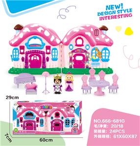 SIMULATION VILLA (FOUR LIGHTS, SEVEN COLORS, MUSIC) WITH DOLL, FURNITURE (WITHOUT ELECTRICITY) - OBL864909