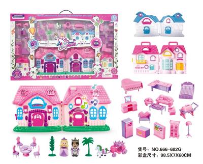 SIMULATION VILLA (FOUR LIGHTS COLORFUL, MUSIC) WITH DOLLS, FURNITURE (NO ELECTRICITY) - OBL864910
