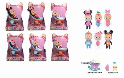 6.5 INCH 6 MIXED REAL BODY WILL CRY TEARS DOLL WITH COLORFUL LIGHTS FOUR SOUND IC BELT ROCKING BLUE CART - OBL865786