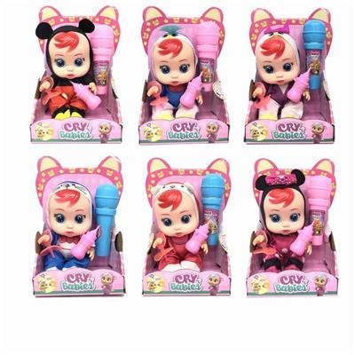 10 INCH 6 MIXED GLUE WILL CRY TEARS DOLL WITH COLORFUL LIGHTS WITH FOUR IC - OBL865789