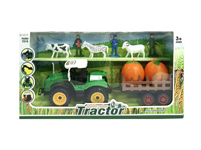 THE FARMERS CAR TOWED THE ORANGE MAN AND THE CATTLE AND SHEEP - OBL868505
