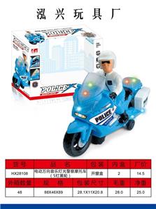 Electric wand music light police motorcycle (5 lights black wheel) - OBL870729