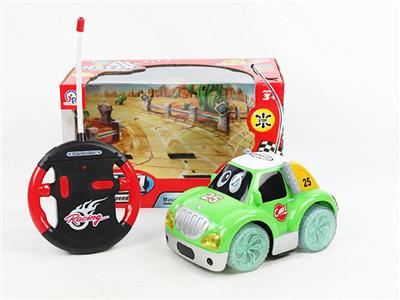 FOUR WAY REMOTE CONTROL BRIGHT WHEEL MUSIC LIGHT CARTOON CAR - OBL870757