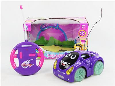 FOUR WAY REMOTE CONTROL BRIGHT WHEEL MUSIC AND LIGHT CARTOON CAR - OBL870764