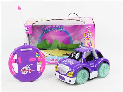 FOUR WAY REMOTE CONTROL BRIGHT WHEEL MUSIC AND LIGHT CARTOON CAR - OBL870767