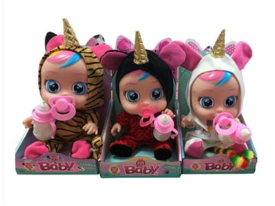 3 UNICORN 14 INCH ENAMEL CRYING DOLLS - OBL871022
