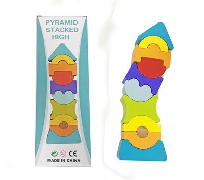 WOODEN PYRAMID STACKED HIGH BUILDING BLOCKS - OBL871142