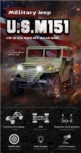 2.4Ghz 4wd electric 1:14m151 military off-road jeep - OBL872351