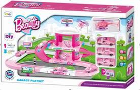 Girls’ track parking lot with 1 plastic plane and 3 cars - OBL876280