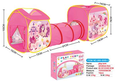 THREE IN ONE CARD UNICORN GAME HOUSE TUNNEL CLIMBING TENT - OBL876480