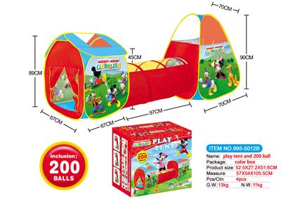 3 IN 1 DISNEY CHILDRENS TENT WITH 200 6CM OCEAN BALLS - OBL876514