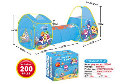 3 IN 1 SHARK BABY CHILDRENS TENT WITH 200 6CM SEA BALLS - OBL876520