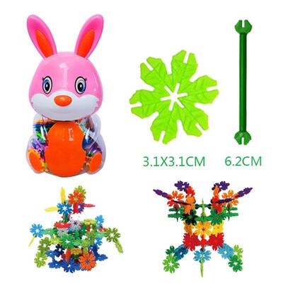 3.1CM树叶雪花积木小兔罐150PCS - OBL877041