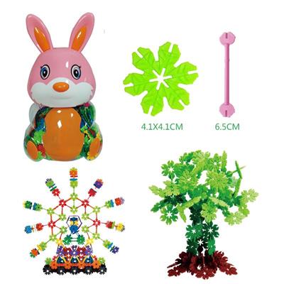 4.1CM树叶雪花积木兔罐300PCS - OBL877053