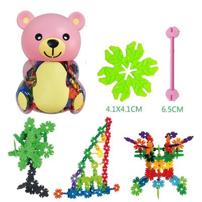 4.1CM树叶雪花积木熊罐300PCS - OBL877055